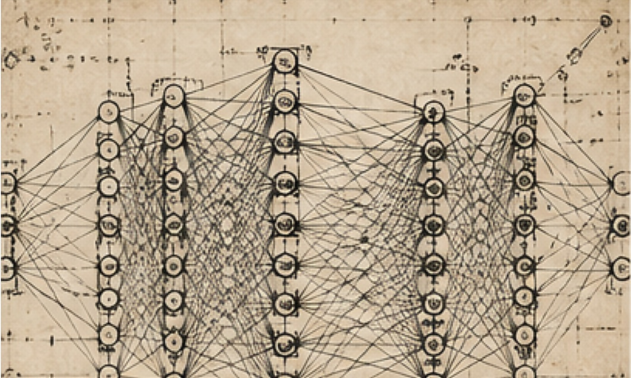 Vintage diagram of a deep neural network