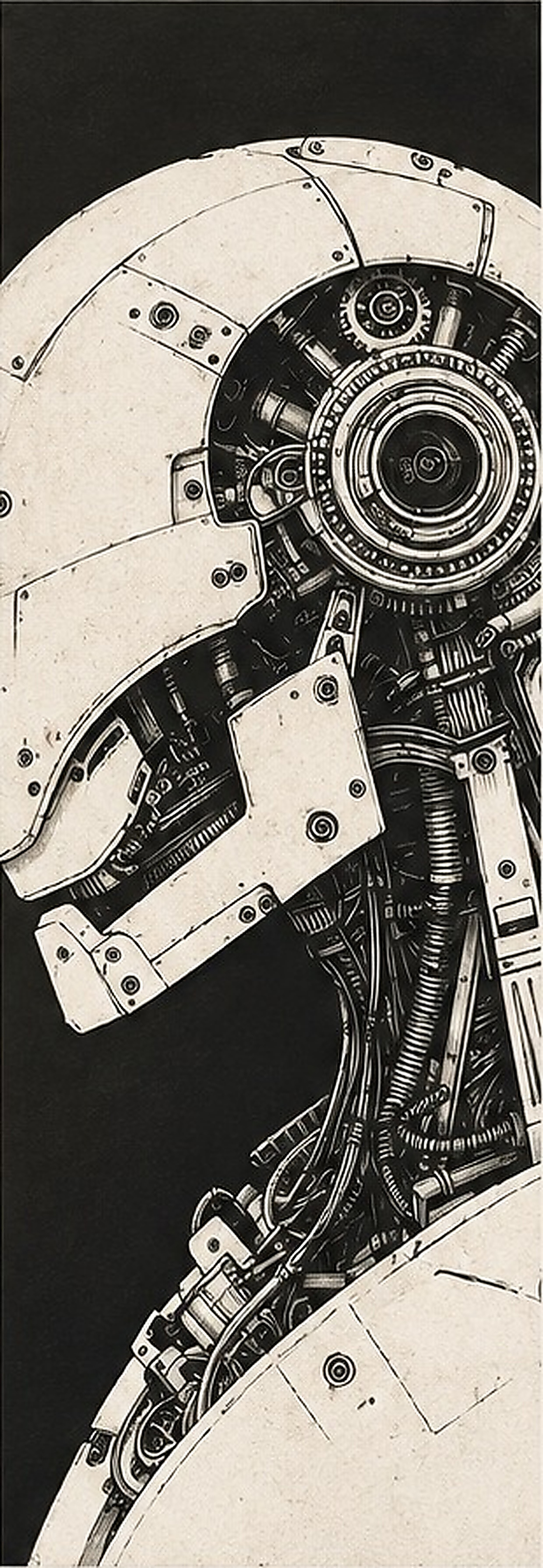 Detailed cybernetic figure